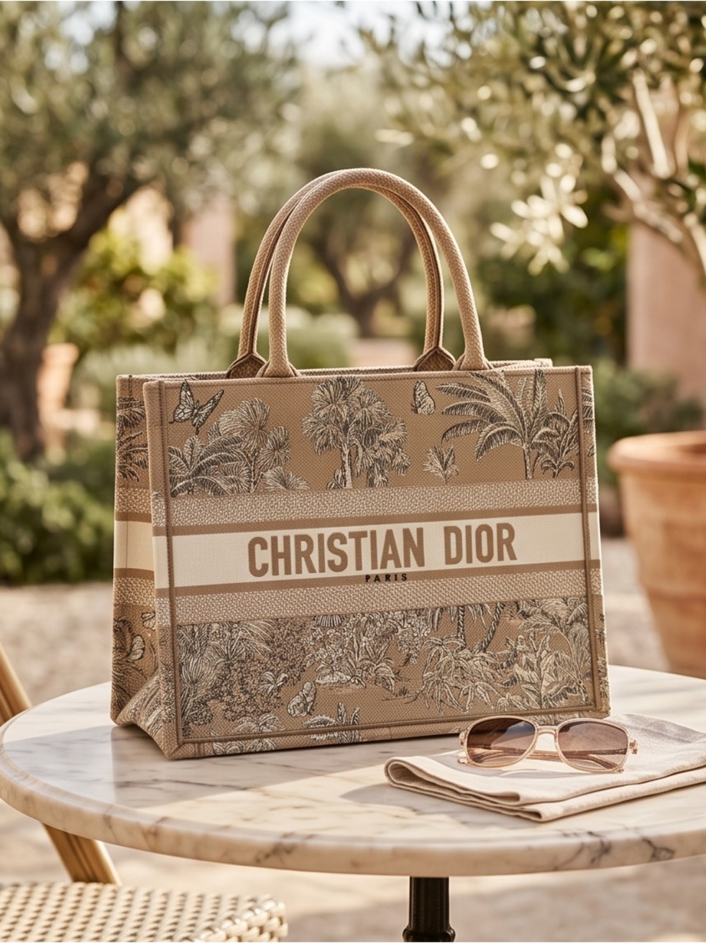 Dior Beige and White Toile de Jouy Canvas Tote